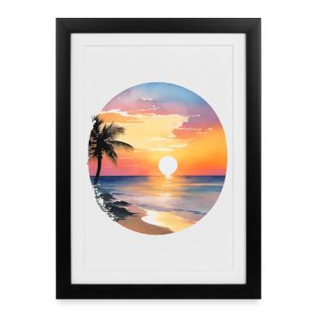 Sunset on the beach - Framed poster (27 × 37 cm) - black - Front
