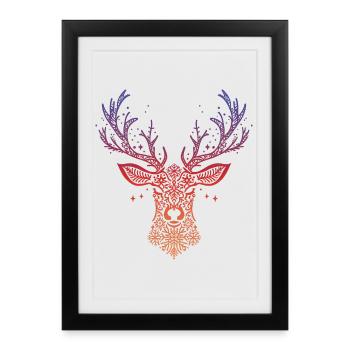 Renne de Noël - Affiche encadrée (27 × 37 cm) - noir - Devant