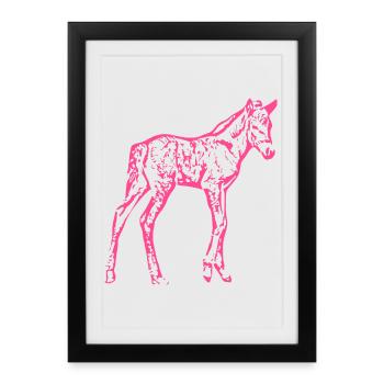 Cheval rose rose - Affiche encadrée (27 × 37 cm) - noir - Devant