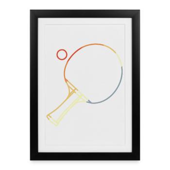 Croquis de tennis de table - Affiche encadrée (27 × 37 cm) - noir - Devant