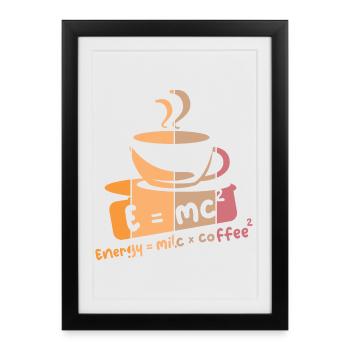 café rétro dictons drôles E = mc2 icône graphique - Affiche encadrée (27 × 37 cm) - noir - Devant