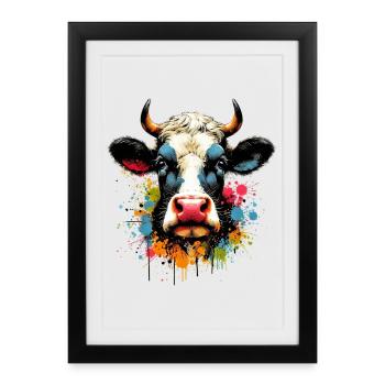 Vache - Affiche encadrée (27 × 37 cm) - noir - Devant