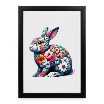 Rabbit decorated with flowers - Framed poster (27 × 37 cm) - black - Front