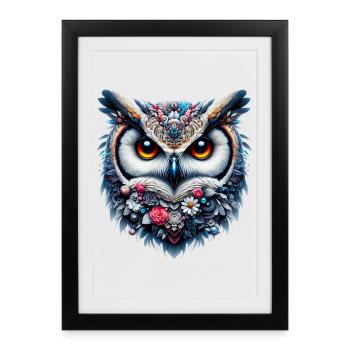 Hibou - Affiche encadrée (27 × 37 cm) - noir - Devant