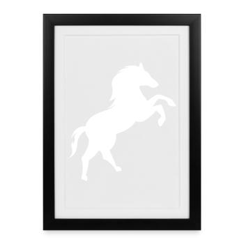 Cheval galop logo pattes arrière animaux illustration - Affiche encadrée (27 × 37 cm) - noir - Devant