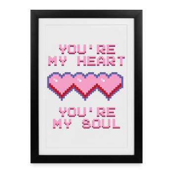 Tu es mon cœur - Nostalgie des années 90 Rétro Dire Coeur - Affiche encadrée (27 × 37 cm) - noir - Devant