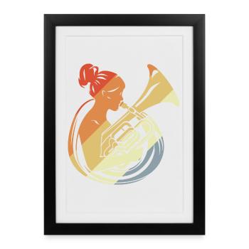 Joueur de tuba Look vintage - Affiche encadrée (27 × 37 cm) - noir - Devant