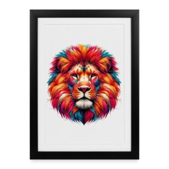 Lion - Framed poster (27 × 37 cm) - black - Front