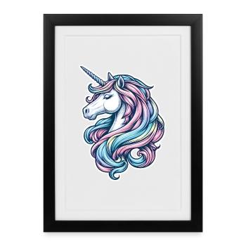 Unicorn Portrait Pastel - Framed poster (27 × 37 cm) - black - Front