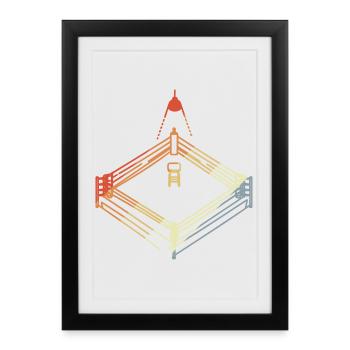 Vintage Boxing Ring Sketch - Framed poster (27 × 37 cm) - black - Front