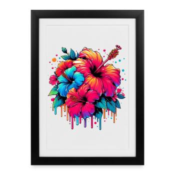 Fleurs d’hibiscus - Affiche encadrée (27 × 37 cm) - noir - Devant