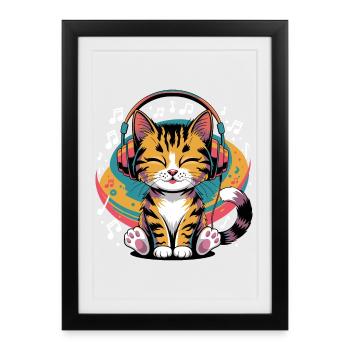 Music Cat clef design for musicians and musicians - Framed poster (27 × 37 cm) - black - Front