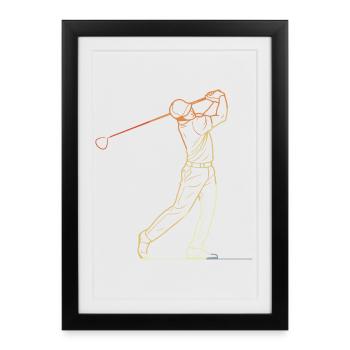 Golfer Line Art - Framed poster (27 × 37 cm) - black - Front