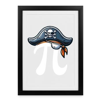 Pirate Pi Day Pirate Motif Fans de mathématiques Enseignant - Affiche encadrée (27 × 37 cm) - noir - Devant