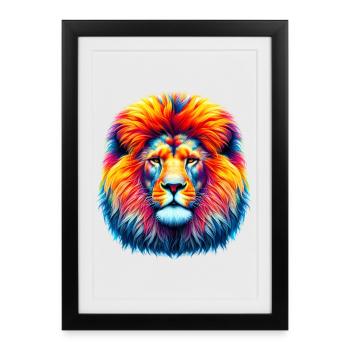 Lion - Affiche encadrée (27 × 37 cm) - noir - Devant
