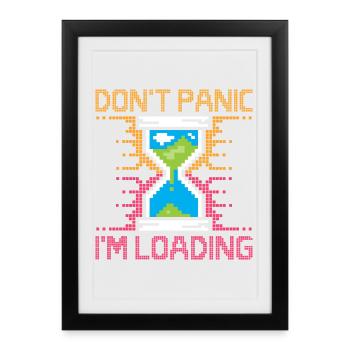 Don't Panic – Pixel Loading Hourglass - Framed poster (27 × 37 cm) - black - Front
