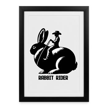Rabbit Rider (text dark - with outline, 3-Color) - Framed poster (27 × 37 cm) - black - Front