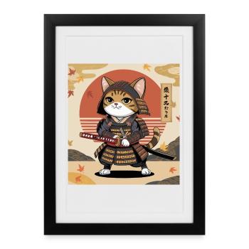 Samurai Cat – Japanese Warrior Cats Design - Framed poster (27 × 37 cm) - black - Front