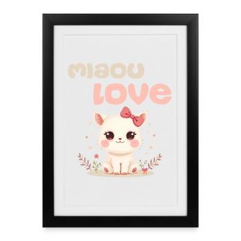 Personnage Miaou Love par Helfspawn - Affiche encadrée (27 × 37 cm) - noir - Devant
