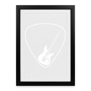 Guitare électrique (forme Strat) pour les fonds sombres - Affiche encadrée (27 × 37 cm) - noir - Devant