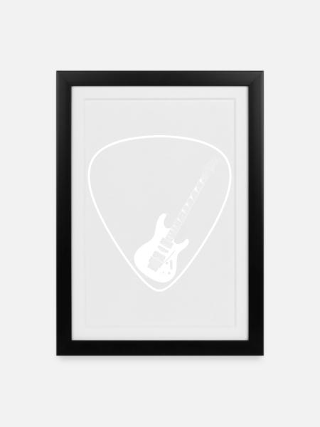 Electric guitar (Strat shape) for dark backgrounds - Framed poster (27 × 37 cm) - black