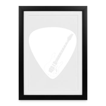 Guitare électrique (forme Strat) pour les fonds sombres - Affiche encadrée (27 × 37 cm) - noir - Devant