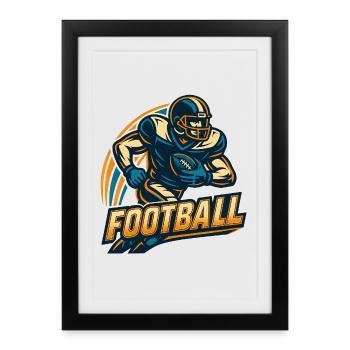 Illustration de joueur de football américain - Affiche encadrée (27 × 37 cm) - noir - Devant