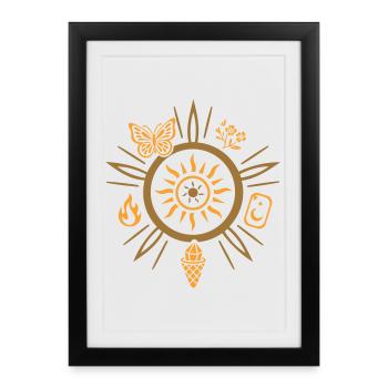 Midsummer Sun Wheel - Symbols of Abundance - Framed poster (27 × 37 cm) - black - Front