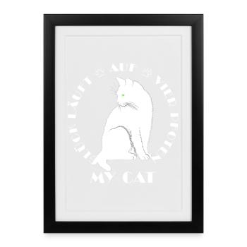 Happiness runs on four paws - Cats - my cat - Framed poster (27 × 37 cm) - black - Front