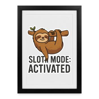 Mode paresseux : Activé - Drôle de dicton de paresseux - Affiche encadrée (27 × 37 cm) - noir - Devant