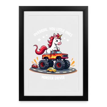 Monster Truck Licorne - Affiche encadrée (27 × 37 cm) - noir - Devant