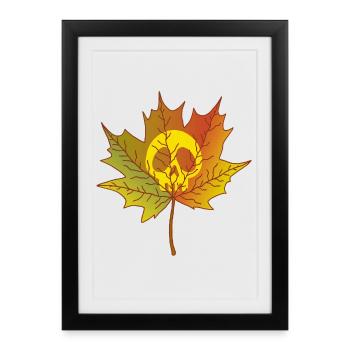 Skull and dead leaf - Framed poster (27 × 37 cm) - black - Front