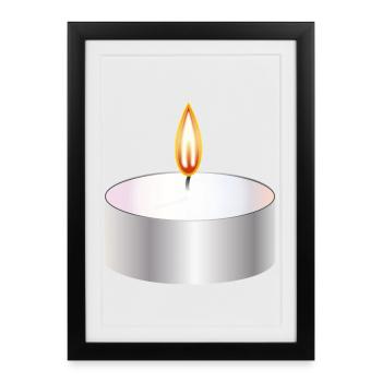 bougie chauffe-plat allumée symbole simple - Affiche encadrée (27 × 37 cm) - noir - Devant
