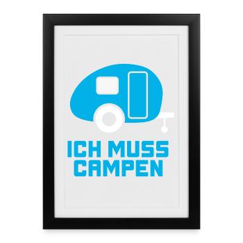 Caravane Camping Fan Caravane Hobby Vacances Retraité - Affiche encadrée (27 × 37 cm) - noir - Devant