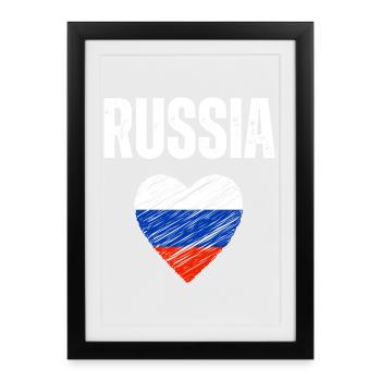 I love Russia, Russian flag - Framed poster (27 × 37 cm) - black - Front