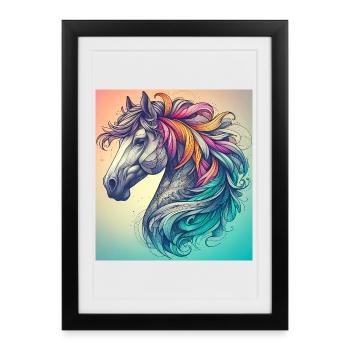 cheval - Affiche encadrée (27 × 37 cm) - noir - Devant