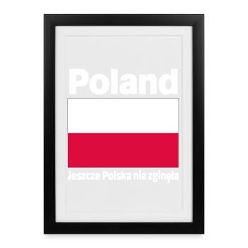 Drapeau de la Pologne avec slogan patriotique - Affiche encadrée (27 × 37 cm) - noir - Devant