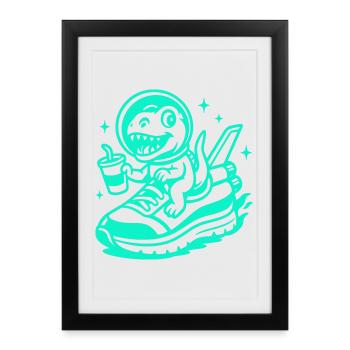 Space Fun Saurus Junior - Framed poster (27 × 37 cm) - black - Front