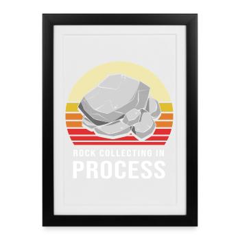 collectionneur de pierres géologue géologie roche - Affiche encadrée (27 × 37 cm) - noir - Devant