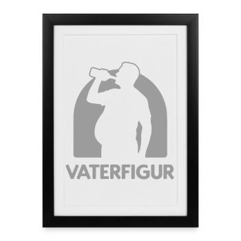 Papa avec ventre de bière Drôle Ironique Figure paternelle - Affiche encadrée (27 × 37 cm) - noir - Devant