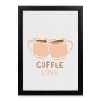 Coffee Love coffee cups - Framed poster (27 × 37 cm) - black - Front