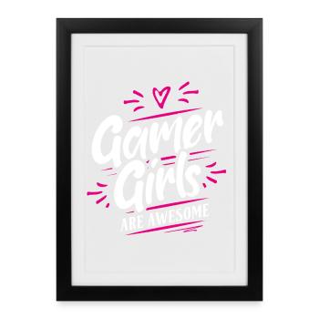 Les Gamer Girls sont géniales - Gamerin Gaming Mädchen - Affiche encadrée (27 × 37 cm) - noir - Devant