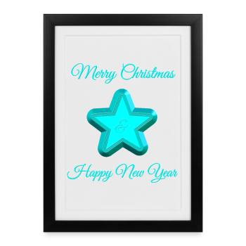 Étoile brillante avec vœux de Noël - Affiche encadrée (27 × 37 cm) - noir - Devant