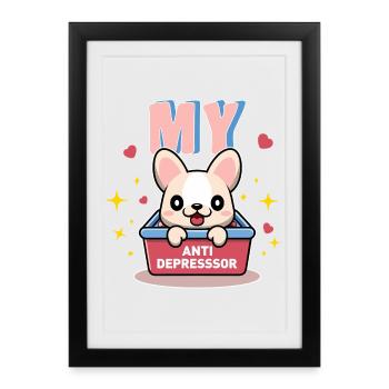 My Antidepressor Dog Animal Lover Gift - Framed poster (27 × 37 cm) - black - Front