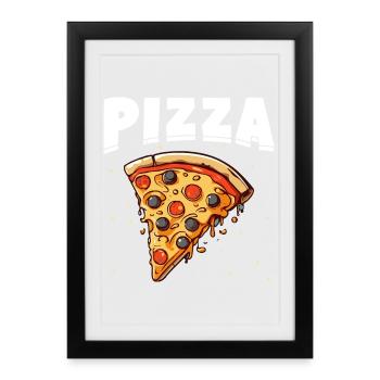 Pizza slice with black and red toppings - Framed poster (27 × 37 cm) - black - Front