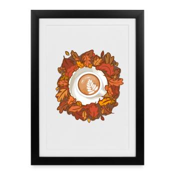 Leaves are Falling, Coffee is Calling - Framed poster (27 × 37 cm) - black - Front