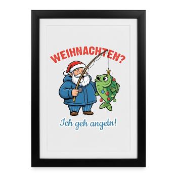 Angler Christmas? I'm going fishing! Santa Witz - Framed poster (27 × 37 cm) - black - Front