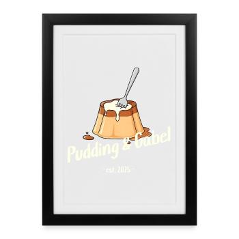 Pudding und Gabel - Est. 2025 - Gerahmtes Poster (27 × 37 cm) - Schwarz - Vorne