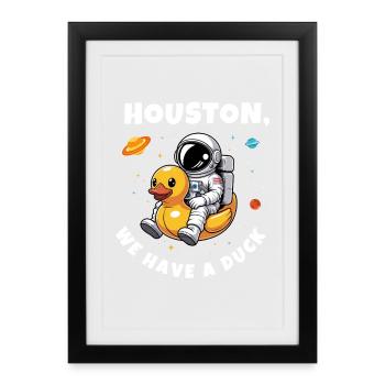 Duck Astronaut in Space - Framed poster (27 × 37 cm) - black - Front