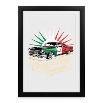 Chicano Forever Mexico Pride - Affiche encadrée (27 × 37 cm) - noir - Devant